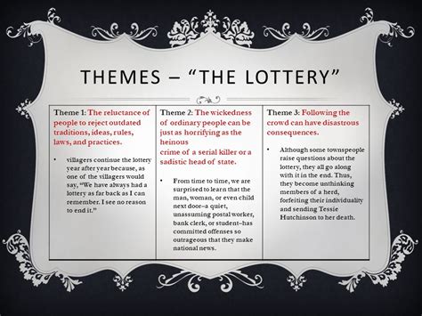 themes of the lottery|the lottery theme of tradition.